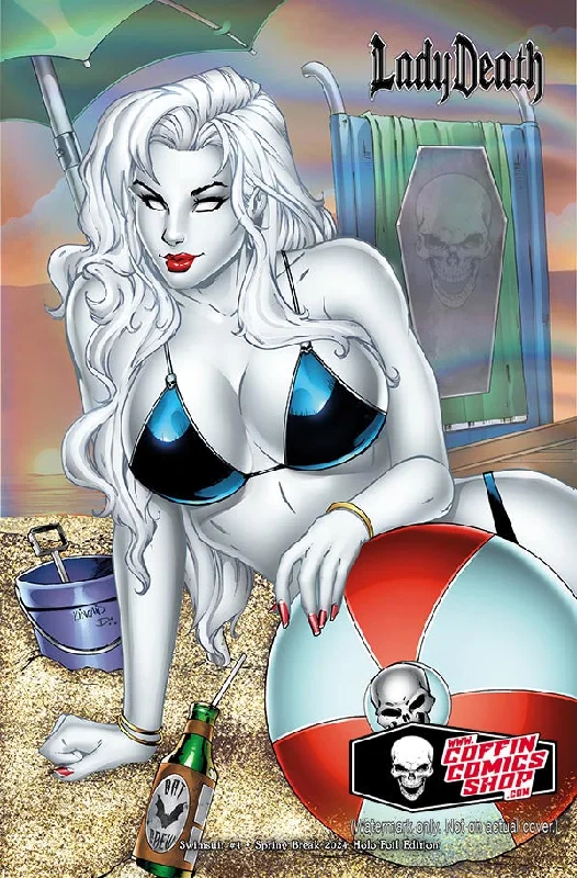 Lady Death: Swimsuit #1 - Spring Break 2024 Holo-Foil Edition Ruffled Swimsuit Top