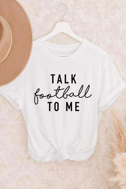 Talk Football To Me White Graphic T-Shirt-- Beaded Sequined Faux Fur