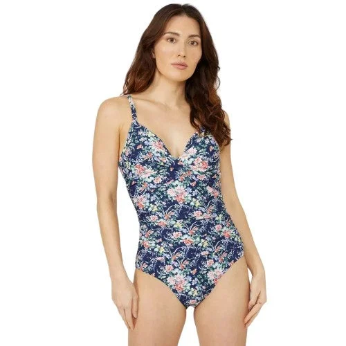 Debenhams Womens/Ladies Floral Twisted One Piece Swimsuit High-Waisted Swim Bottoms