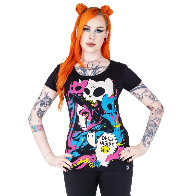 KITTY SPIRIT T SHIRT - BLACK-- Silk Blend Satin Velvet