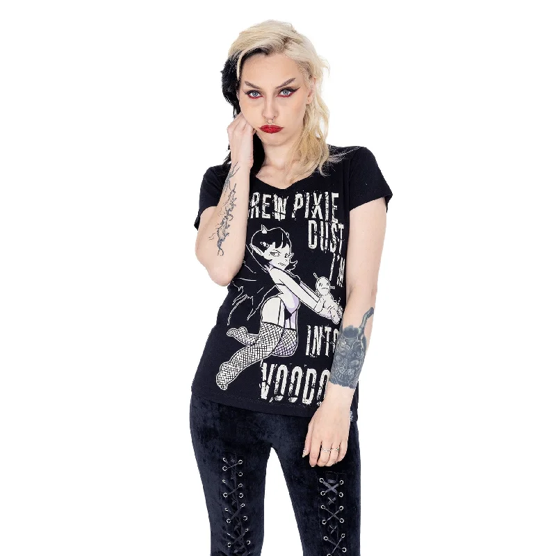 PIXIE DUST T SHIRT - BLACK-- Solid Color Striped Floral