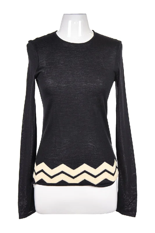 Long Sleeve Cashmere Tshirt-- Houndstooth Herringbone Solid