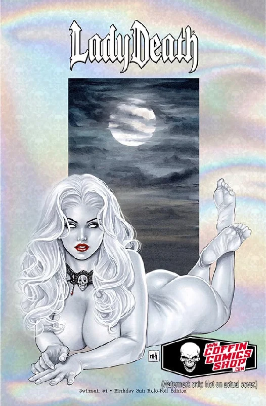 Lady Death: Swimsuit #1 - Birthday Suit Holo-Foil Edition Modern High-Waisted Swimsuit