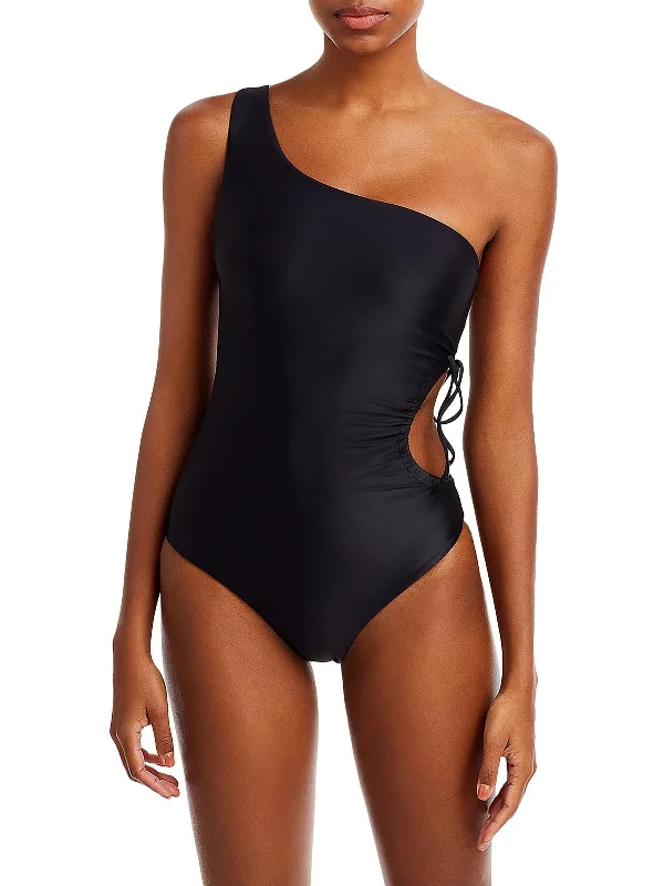 Sena Womens One Shoulder Cut-Out One-Piece Swimsuit Fun Pattern Swimsuit