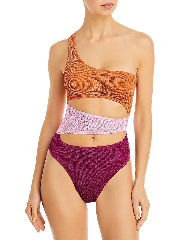 Rico Womens Colorblock Cut-Out One-Piece Swimsuit Vintage Swimwear Look