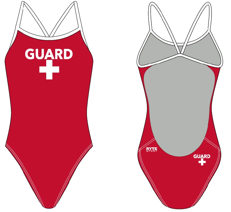 Lifeguard Women’s Open Back Thin Strap Swimsuit Bold Color Swimsuit