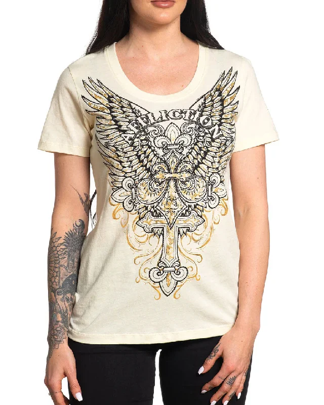 Women's Opus Crew Neck T-Shirt-- Mesh Blend Leather Blend Suede Blend
