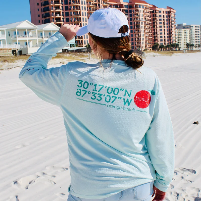 Orange Beach Performance Coordinates Shirt-- V-Neck T-Shirt Long Sleeve Cotton