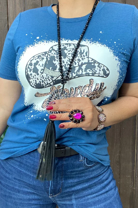 DLH10906 HOWDY Cowgirl hats printed t-shirt-- Handmade Hand-knitted Hand-woven