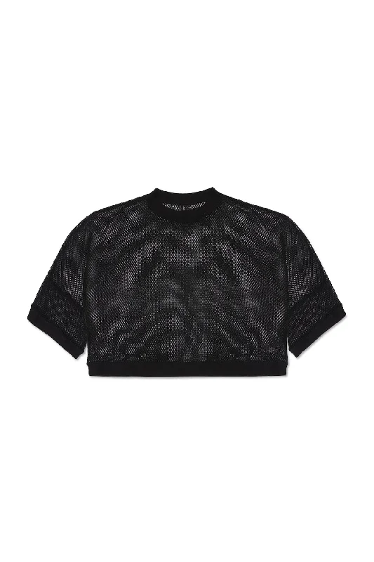 BOXER MESH SHIRT IN BLACK-- Graphic Embroidered Appliqued