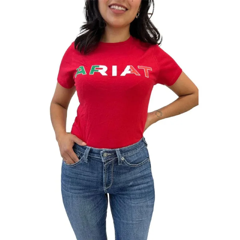 Ariat® Ladies Mexico Logo Red Graphic T-shirt 10043069-- Houndstooth Herringbone Solid