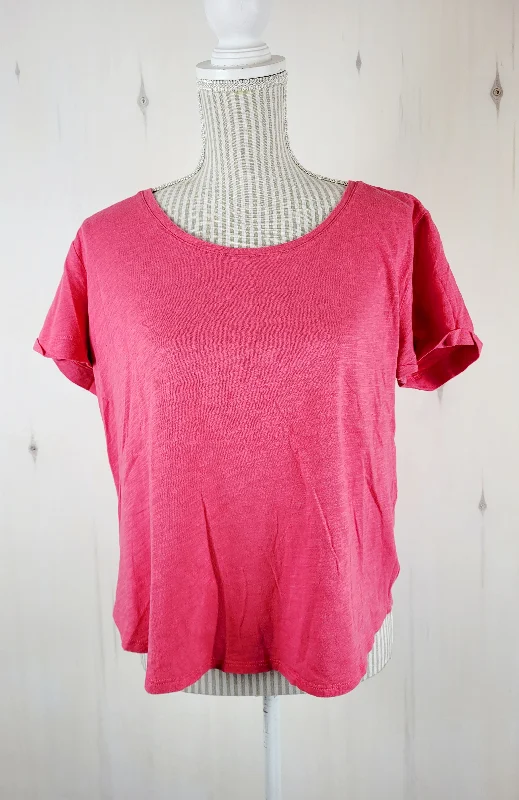 JOE FRESH PINK TSHIRT TOP LADIES LARGE PRE-LOVED-- Graphic Embroidered Appliqued
