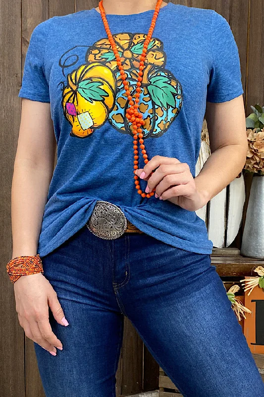 DLH9516 Teal pumpkin printed t-shirt-- Chenille Brocade Lace