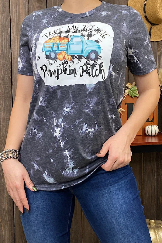 DLH11697 Take me to the pumpkin patch printed t-shirt-- Collared Crew Neck Turtle Neck