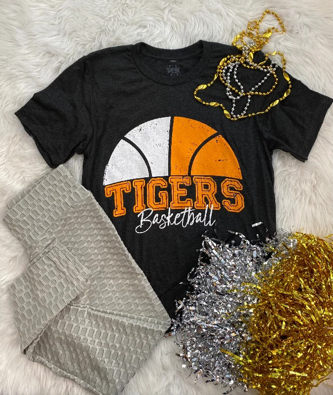 Tiger Basketball Bella Canvas Shirts (Size Large)-- Collared Crew Neck Turtle Neck
