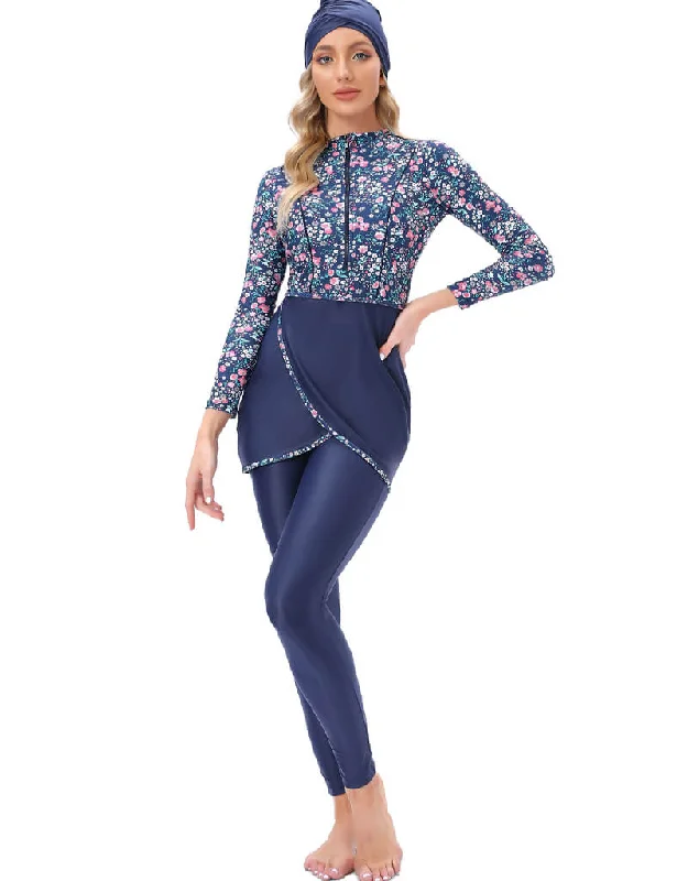 Muslim Sport Swimwear Women Modest Burkinis Wear Long Sleeves Swimsuit Adjustable Bikini Bottoms
