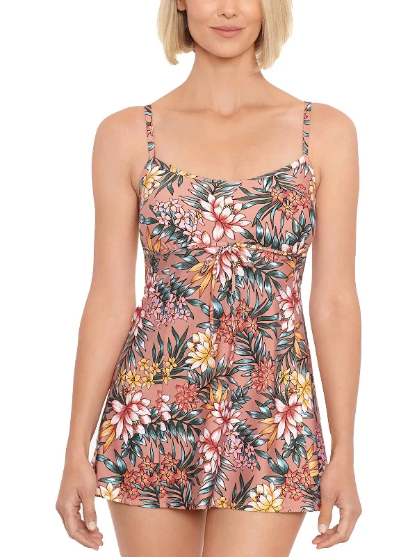 Womens Floral Bust Support One-Piece Swimsuit Classic Two-Piece Bikini