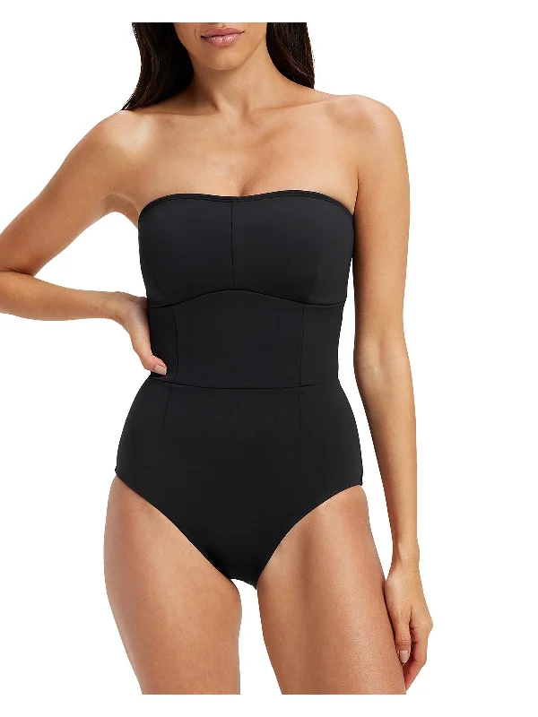 Womens Lace-Up Strapless One-Piece Swimsuit Sporty Swimwear Bottoms