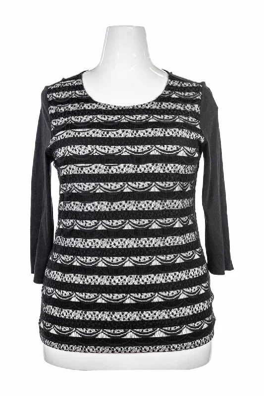 Ann Taylor LOFT T-Shirt-- Print Jacquard Patchwork
