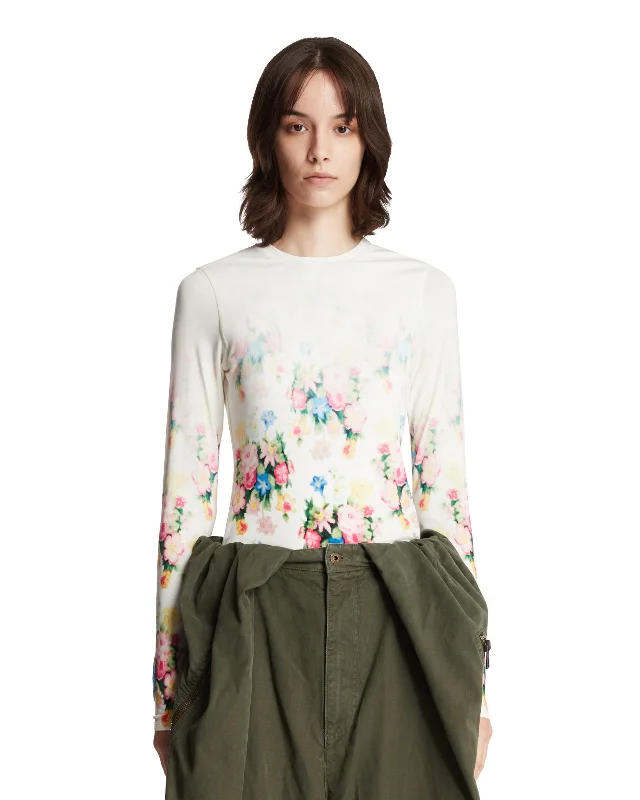 T-Shirt Stampa Bouquet-- Rayon Velvet Corduroy