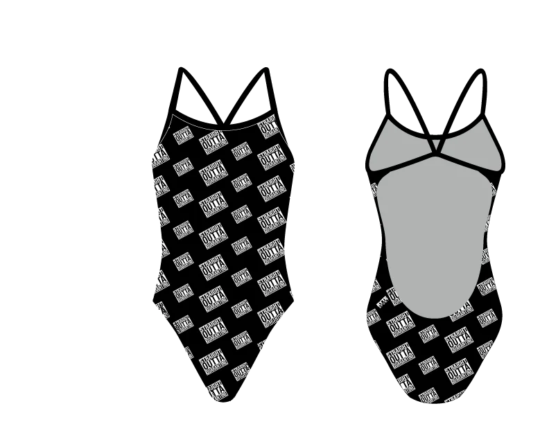 Straight Outta Quarantine Pattern Women’s Open Back Thin Strap Swimsuit Plus-Size Bikini Set