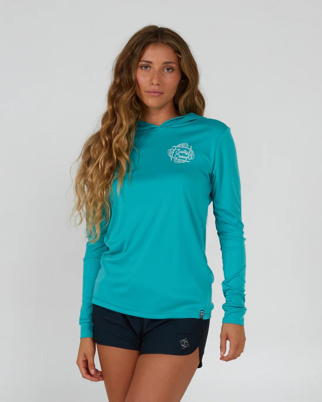 Salty Crew Women's Drawn In Circles Hood Sunshirt-- Chenille Blend Fleece Blend Nylon Blend