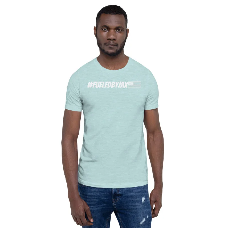 Jax Nutrition White #fueledbyjax Short-Sleeve Unisex T-Shirt (Bella + Canvas 3001)-- Lace Blend Ribbed Blend Corduroy Blend