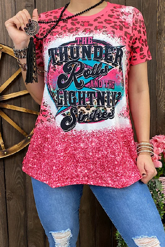 XCH11996 The thunder rolls and the lightnin strikes leopard printed t-shirt-- Sequined Glittery Shiny