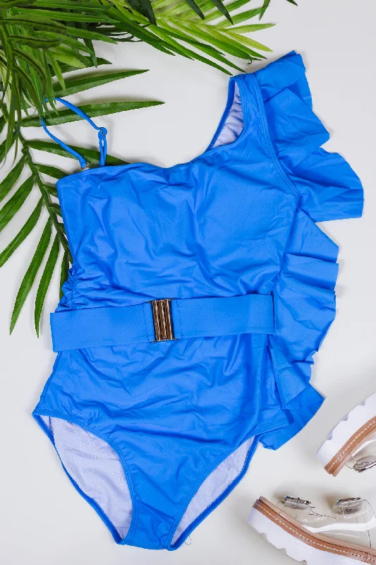 Beachy Blue One Piece Swimsuit Comfortable Tankini Set