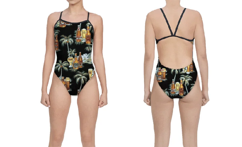Tahitian Beer Women’s Open Back Thin Strap Swimsuit Sexy Two-Piece Set