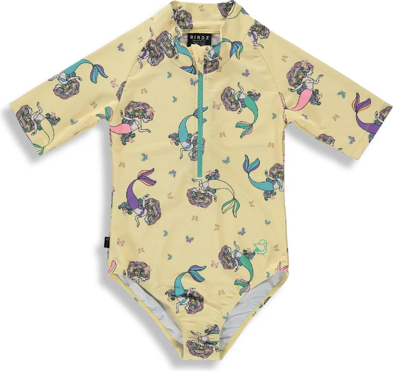 Surfer Print One-piece swimsuit - Girl's|-|Maillot de bain une pièce à manches Imprimé - Fille Plunge Back Swimsuit
