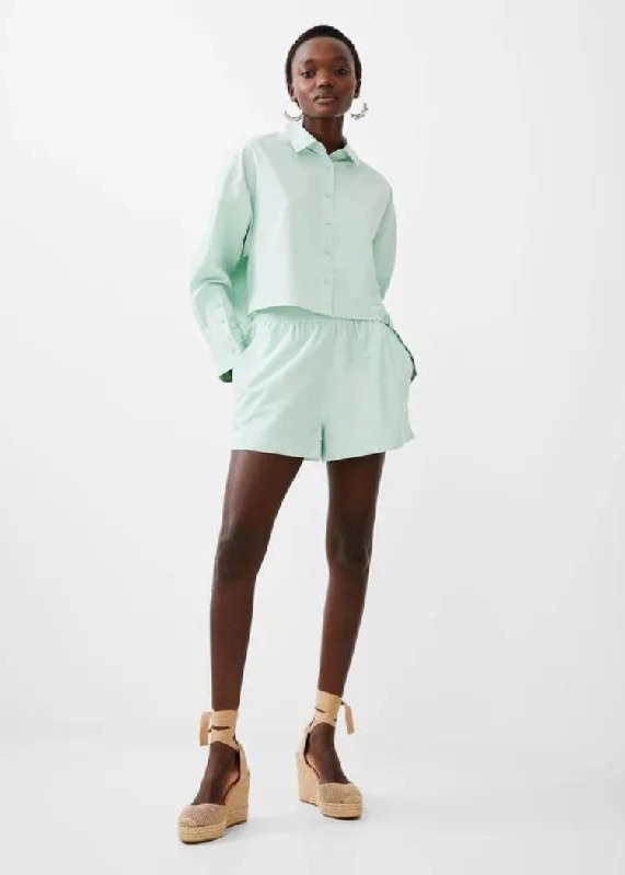French Connection Woven Shirting Shorts- Subtle Green ***FINAL SALE***-- Knit Fabric Woven Fabric Fleece Fabric