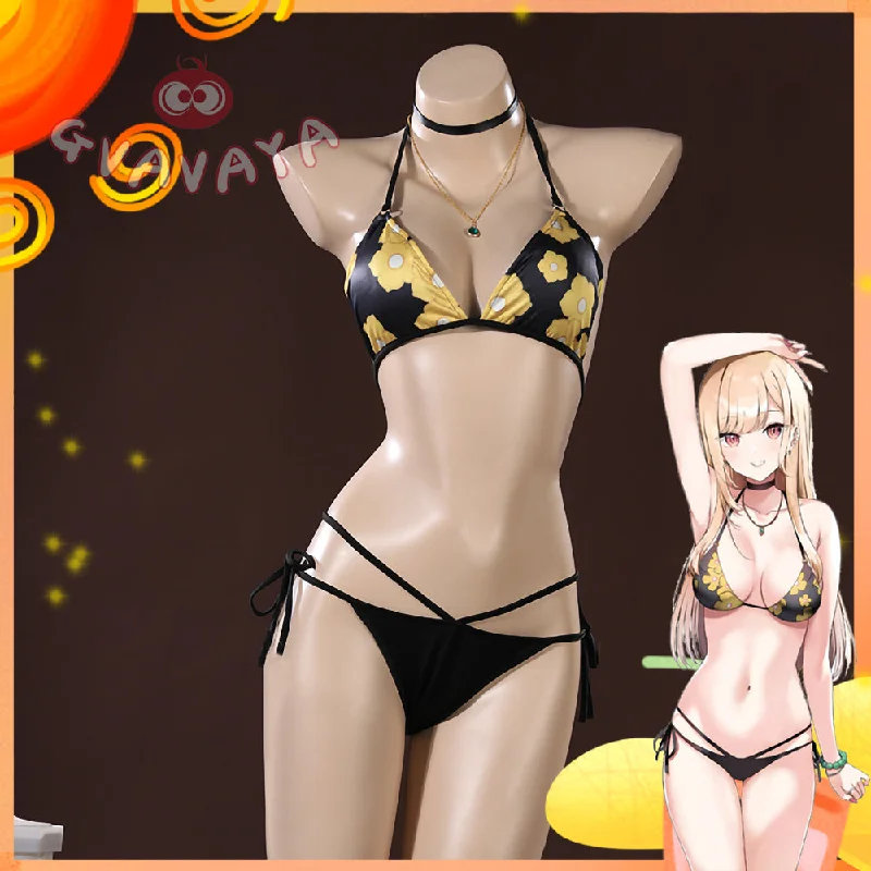 Gvavaya Anime Cosplay My Dress-Up Darling Marin Kitagawa Swimsuit Cosplay Costume Classic Two-Piece Bikini