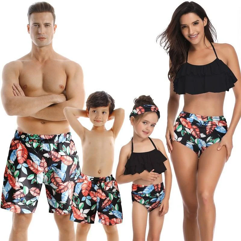Daddy Mommy and Me Family Swimsuit Tie-Back Swimwear
