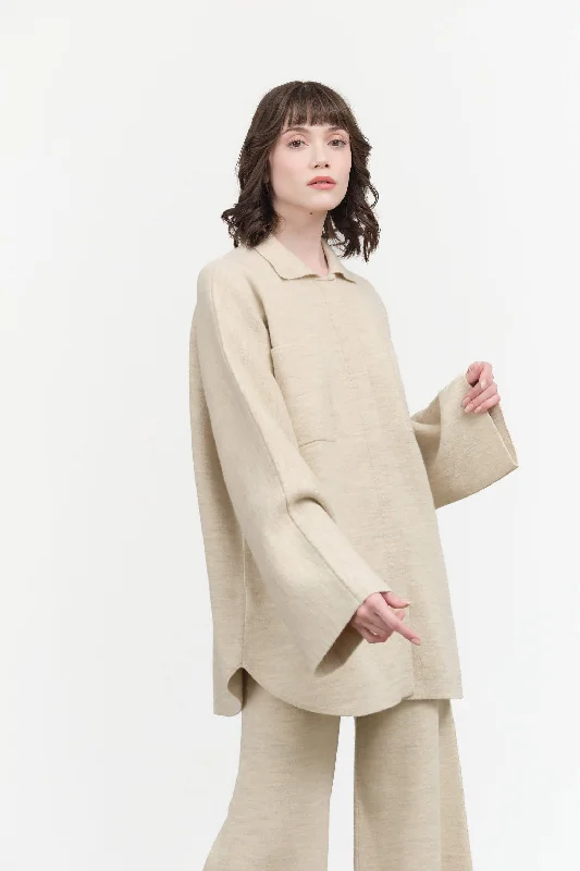 Double Knit Big Shirt-- Real Fur Shearling Chenille