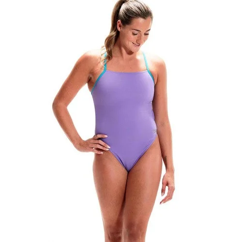 Speedo Womens/Ladies Lattice One Piece Swimsuit Elegant Ruffle Swimsuit