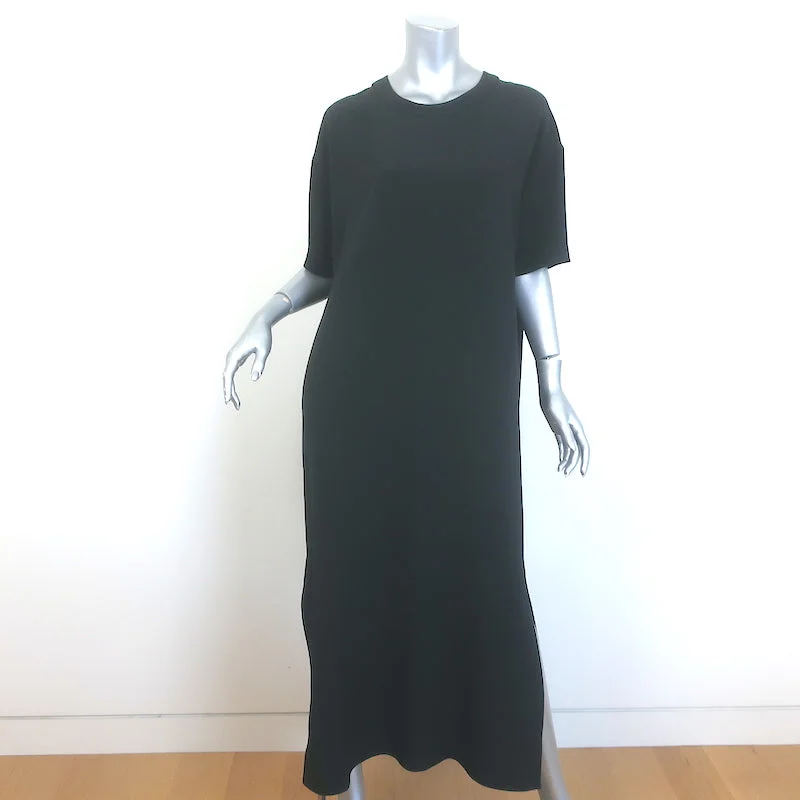 Brunello Cucinelli Monili-Trimmed Maxi T-Shirt Dress Black Crepe Size Small-- Fitted T-Shirt Seamless Stretchy