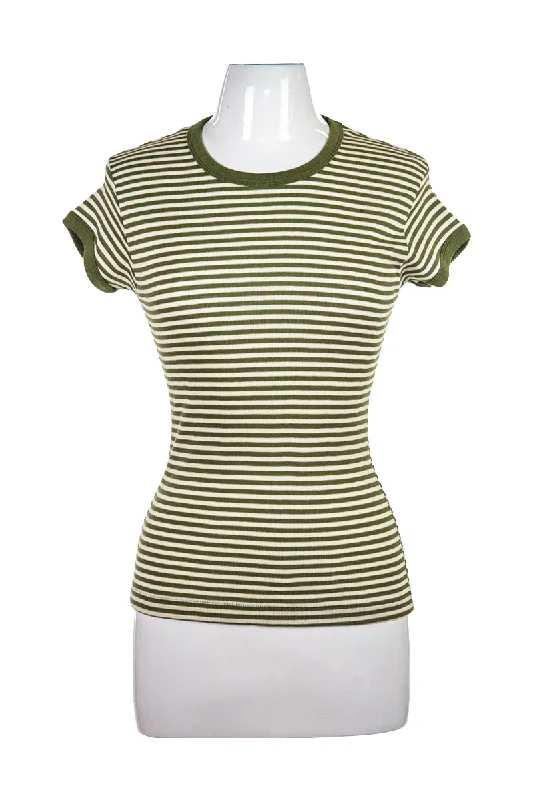 Vintage 70s RSQ T-shirt-- Solid Color Striped Floral