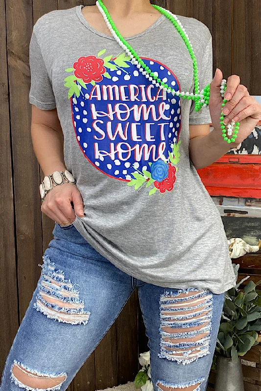 DLH5083 America home sweet home graphic t-shirt-- Seamless Knitted Crochet