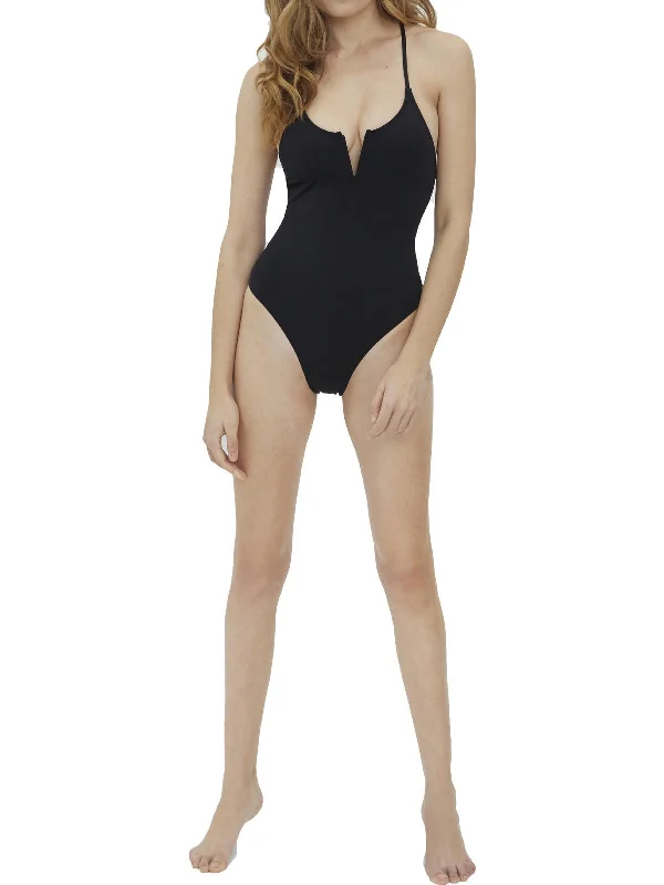 Klara Womens Padded High Leg One-Piece Swimsuit Strapless Swimsuit Top