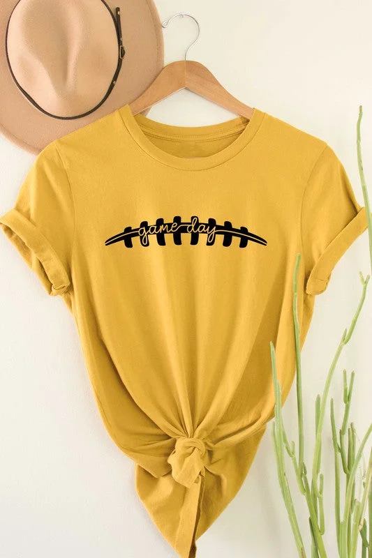 Mustard Gameday Graphic T-Shirt (Size Medium)-- Spandex Blend Rayon Blend Denim Blend
