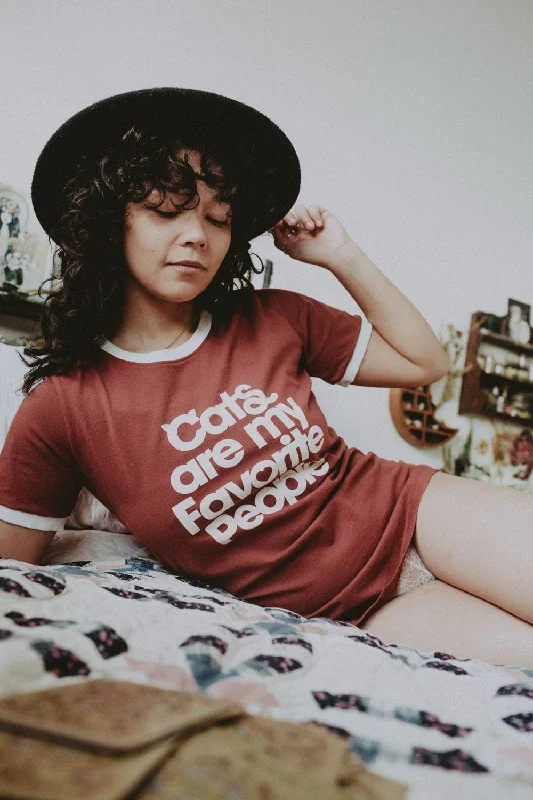 Cats Are My Favorite People | Ringer Graphic T-shirt-- Boxy Fit Fitted Loose