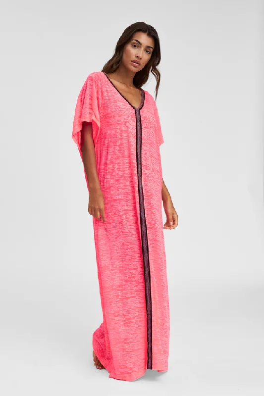 Neon Pink Swimsuit Cover Up - Inca Abaya Hot Pink Sporty Swimwear Bottoms