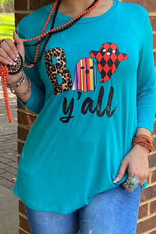 DLH8191 BOO y'all graphic t-shirt-- Satin Blend Silk Blend Wool Blend