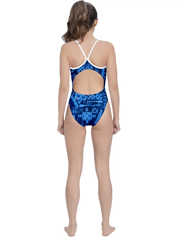 Outrigger Blue Women’s Active Back Thin Strap Swimsuit Beachy Ruffle Bikini