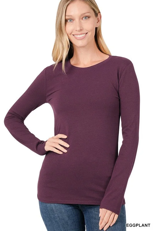Eggplant Cotton Long Sleeve Shirt-- Iron Safe Non-Iron Wrinkle Free