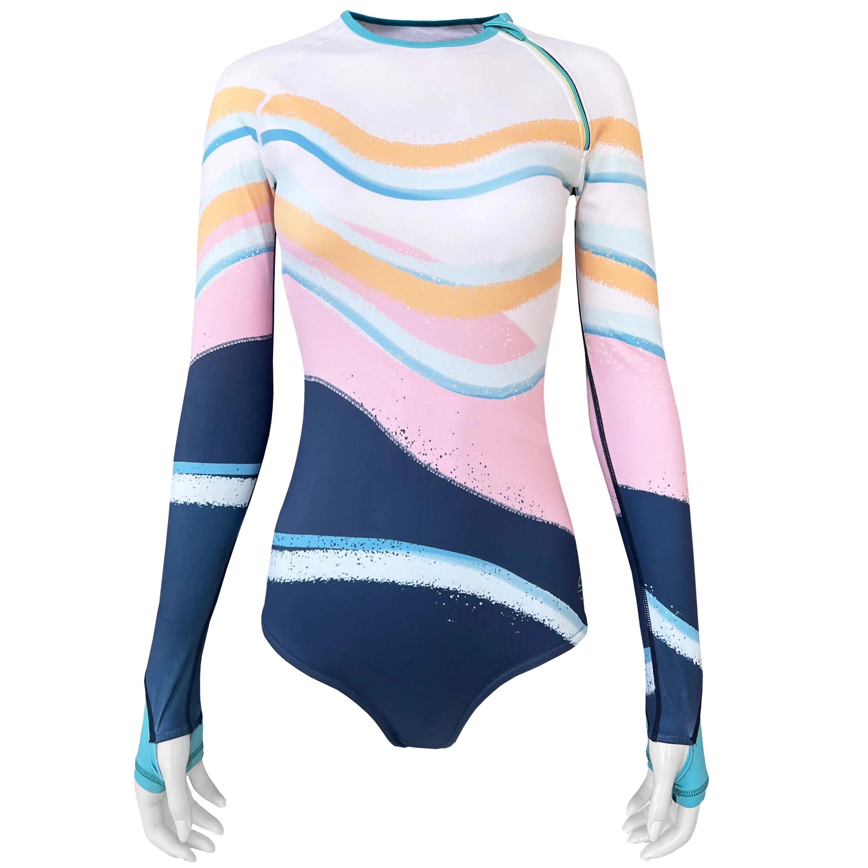 Long Sleeve Swimsuit for Women UPF 50+ | Art - Sandy Waves Casual Swim Dress