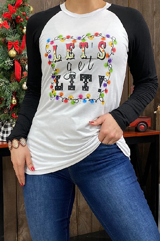DLH8352 LET'S GET LIT! Multi-color light bulb printed t-shirt-- Denim Fabric Leather Fabric Suede Fabric