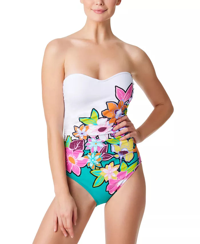 Color Crush Shirred Mio One-Piece Swimsuit Sporty Racerback Swimsuit