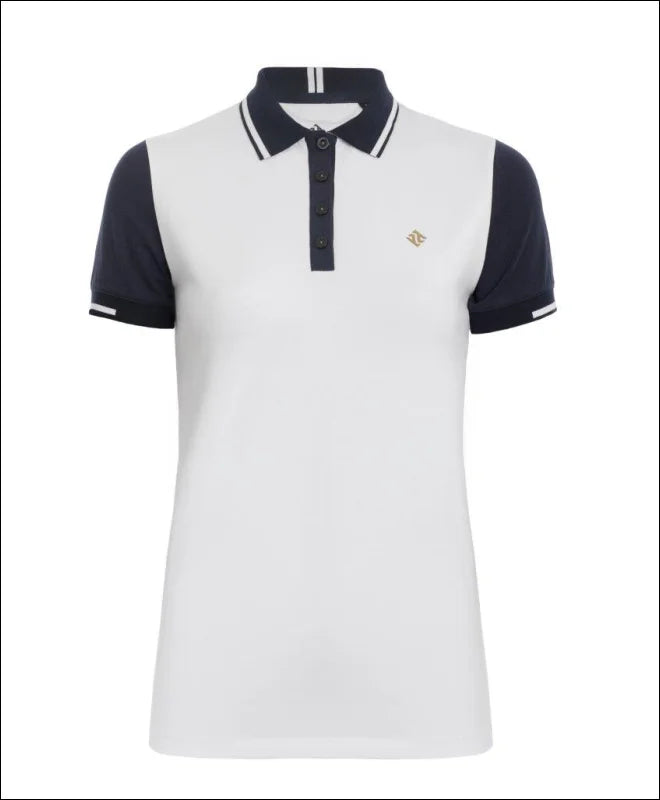 Tesoro Vita Pelosa Polo Shirt - White/Navy-- Zippered Front Buttoned Front Snap Front